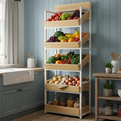 3-Tier Wood Fruit & Vegetable Storage Rack