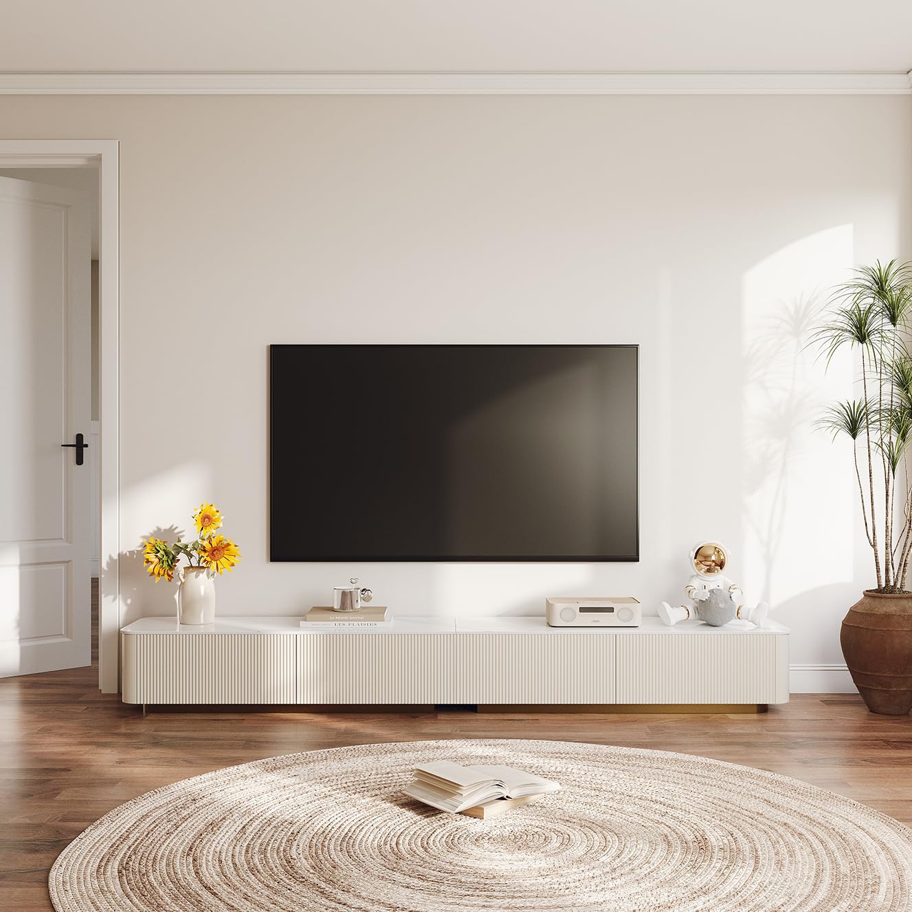 FHKJ Modern TV Stand for Living Room, Modular Entertainment Center