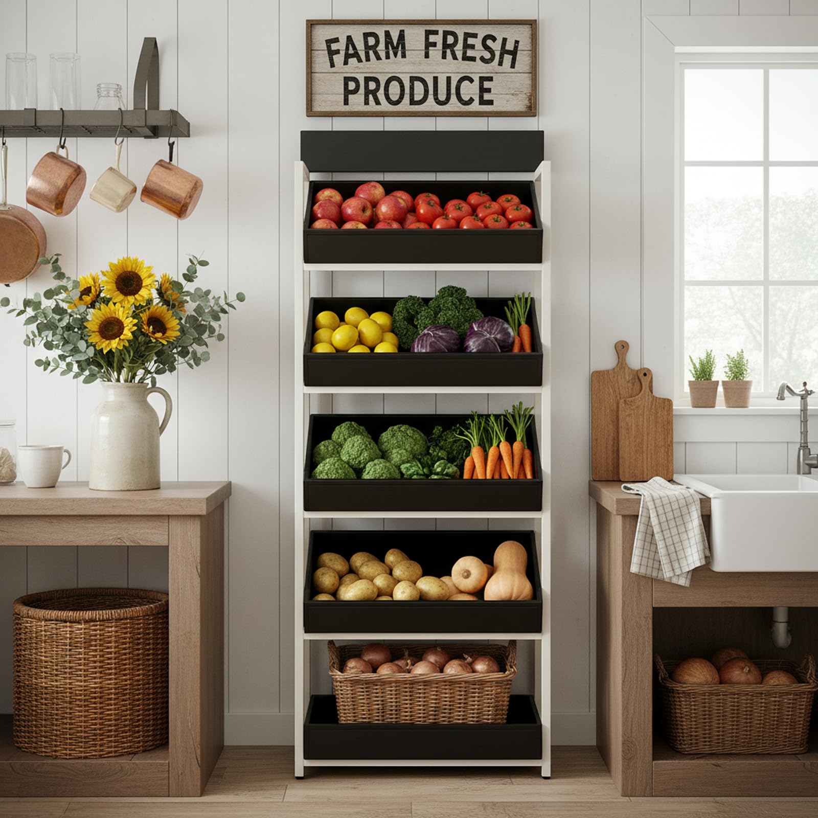 3-Tier Wood Fruit & Vegetable Storage Rack