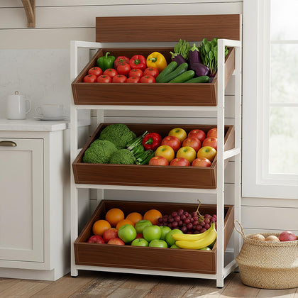 3-Tier Wood Fruit & Vegetable Storage Rack