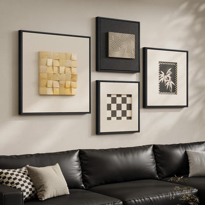 4 Piece Framed 3D Textured Wall Art for Living Room