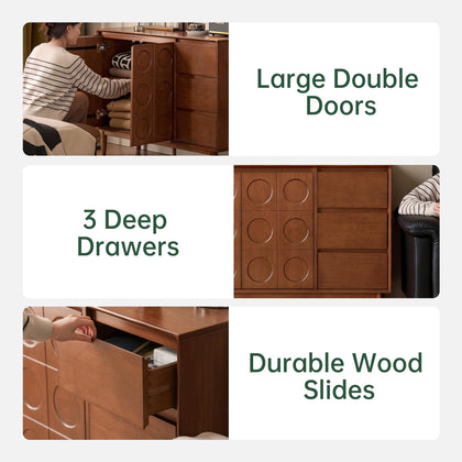 YESWOOD Mid-Century Modern Sideboard Buffet Cabinet with 3 Drawers & 2 Doors