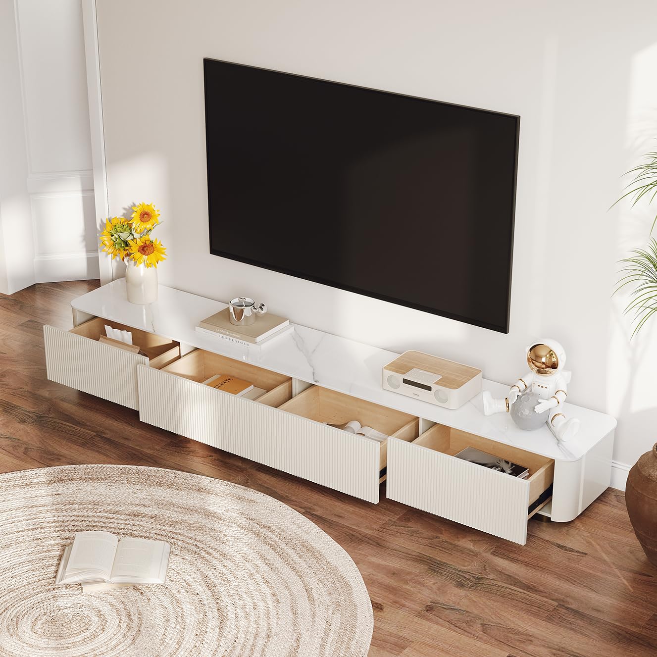 FHKJ Modern TV Stand for Living Room, Modular Entertainment Center