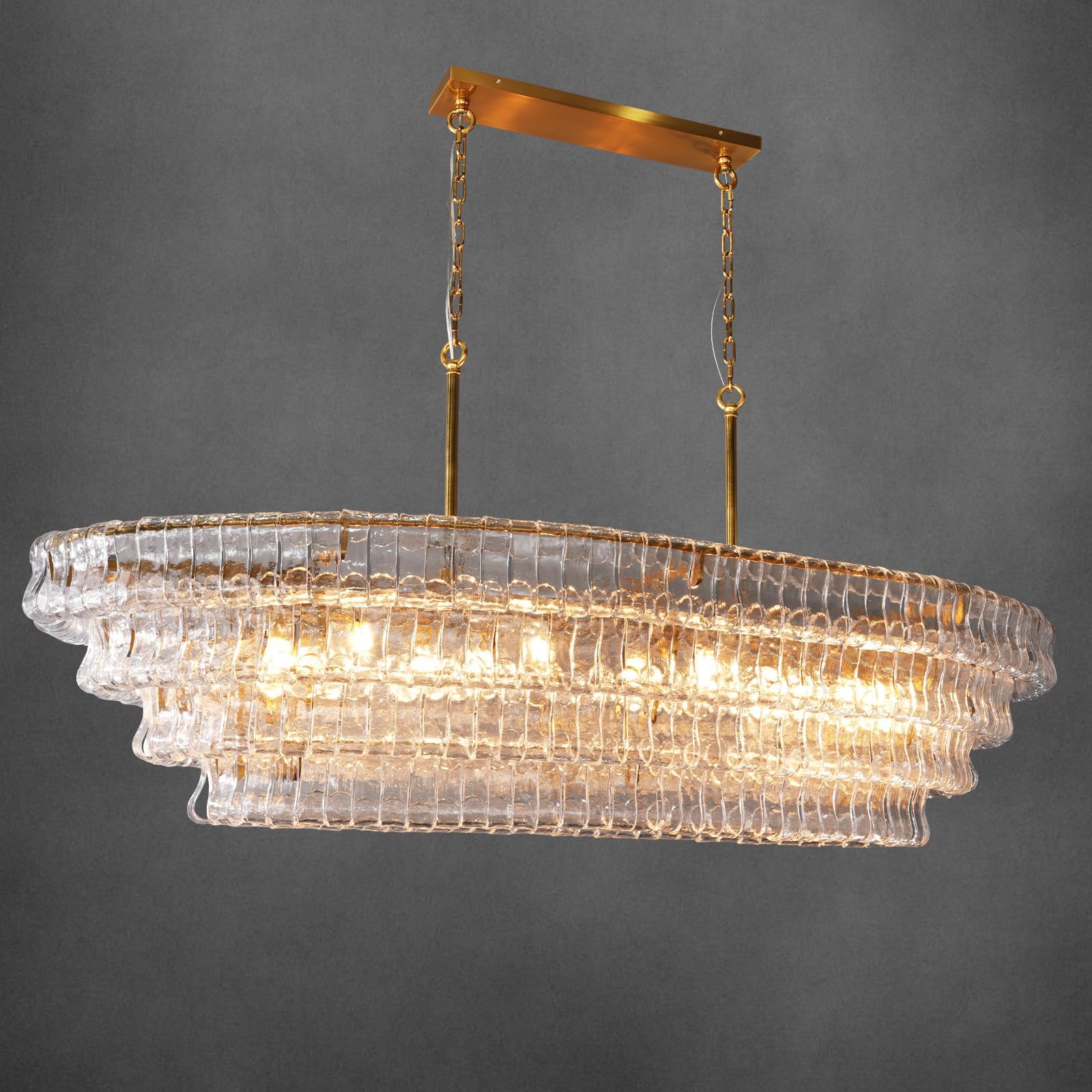 Large Rectangular Glass Chandelier