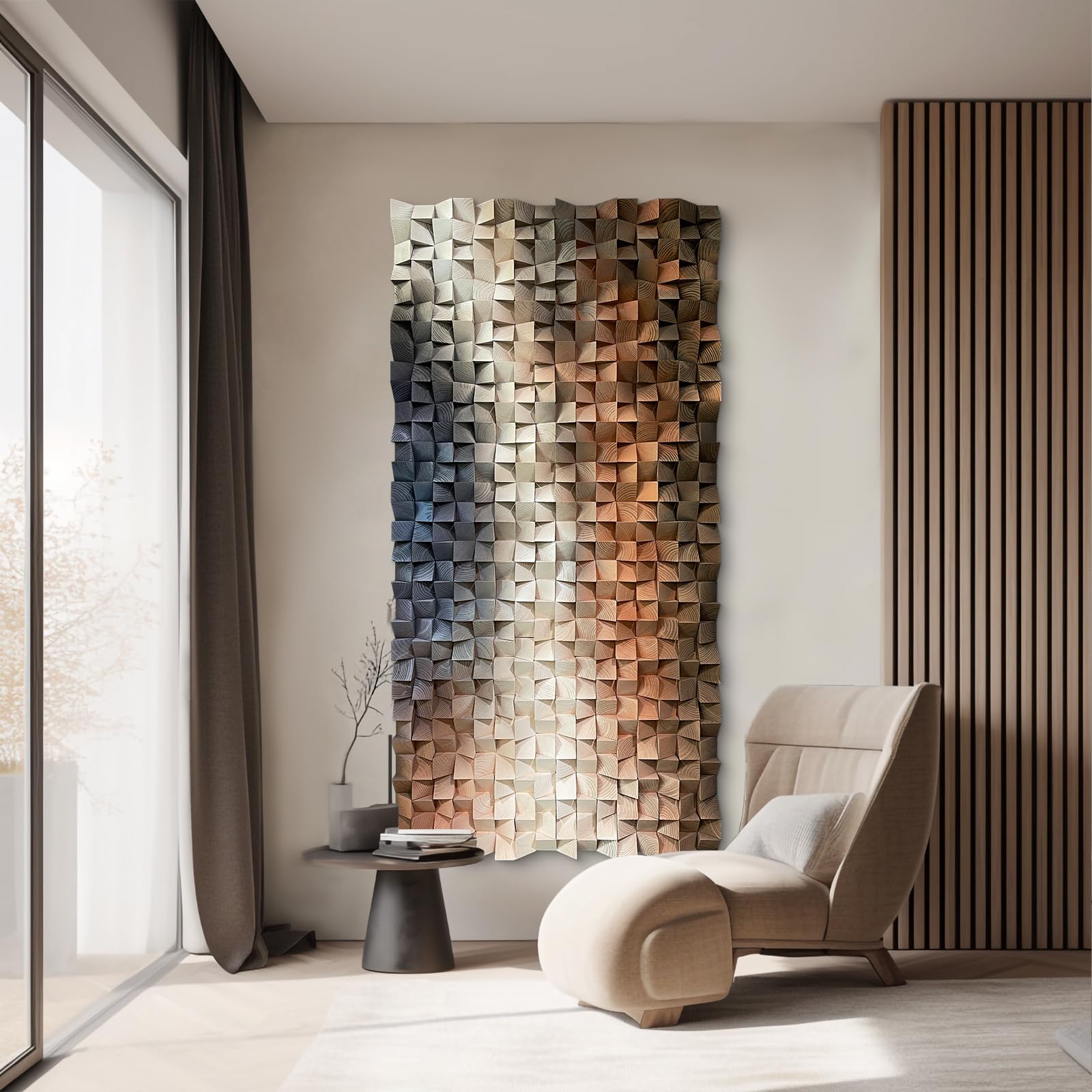 LIUZEYUE Wooden block symphony, modern minimalist wall decoration
