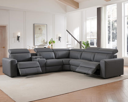 Oversized Power Reclining Sofa with Console & Dual Recliners