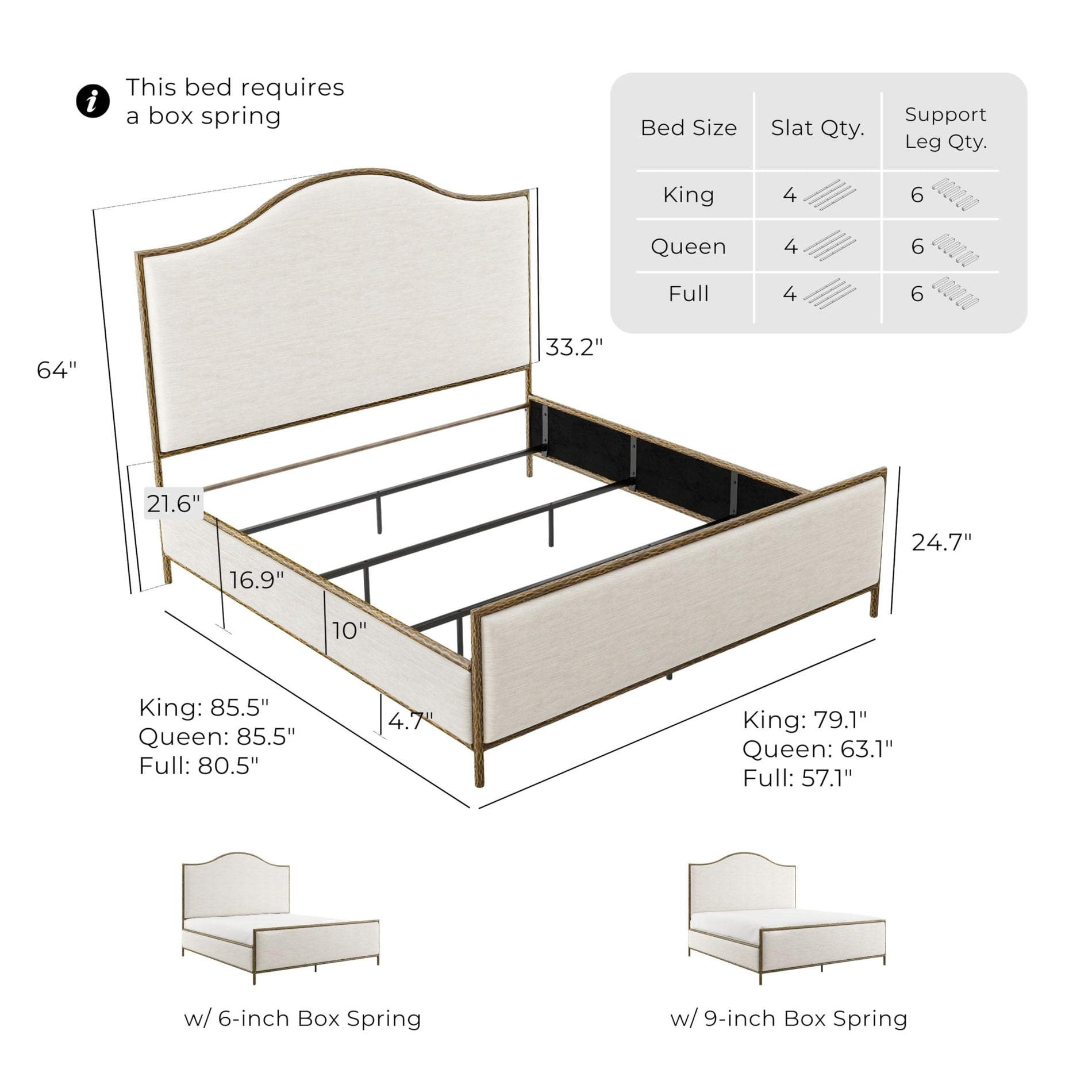 4-Piece Bedroom Set with Upholstered Bed, Bench & Nightstands
