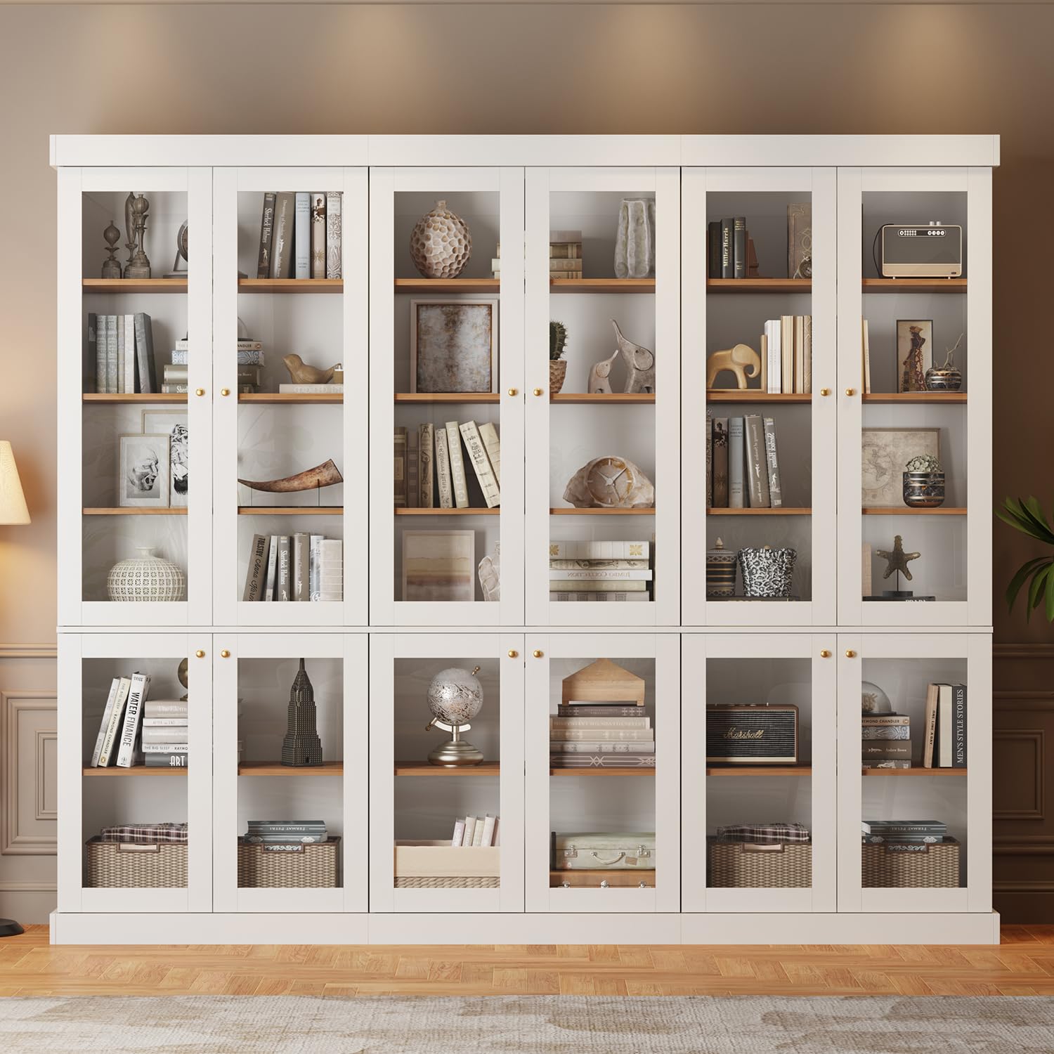 Vyre 70.8" Tall Farmhouse Bookshelf with Glass Doors-260513