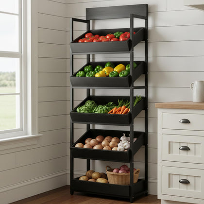 3-Tier Wood Fruit & Vegetable Storage Rack