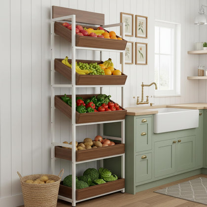 3-Tier Wood Fruit & Vegetable Storage Rack