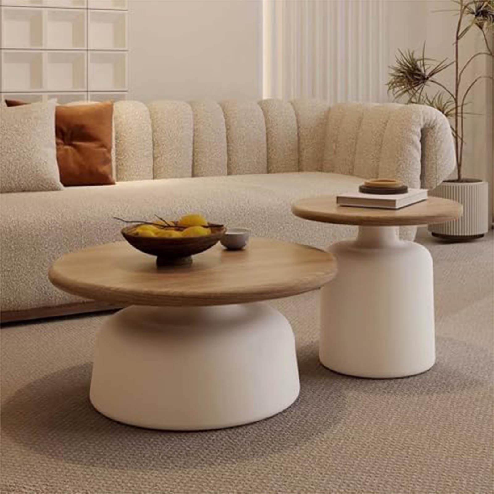 Round Coffee Table Set with Side Table
