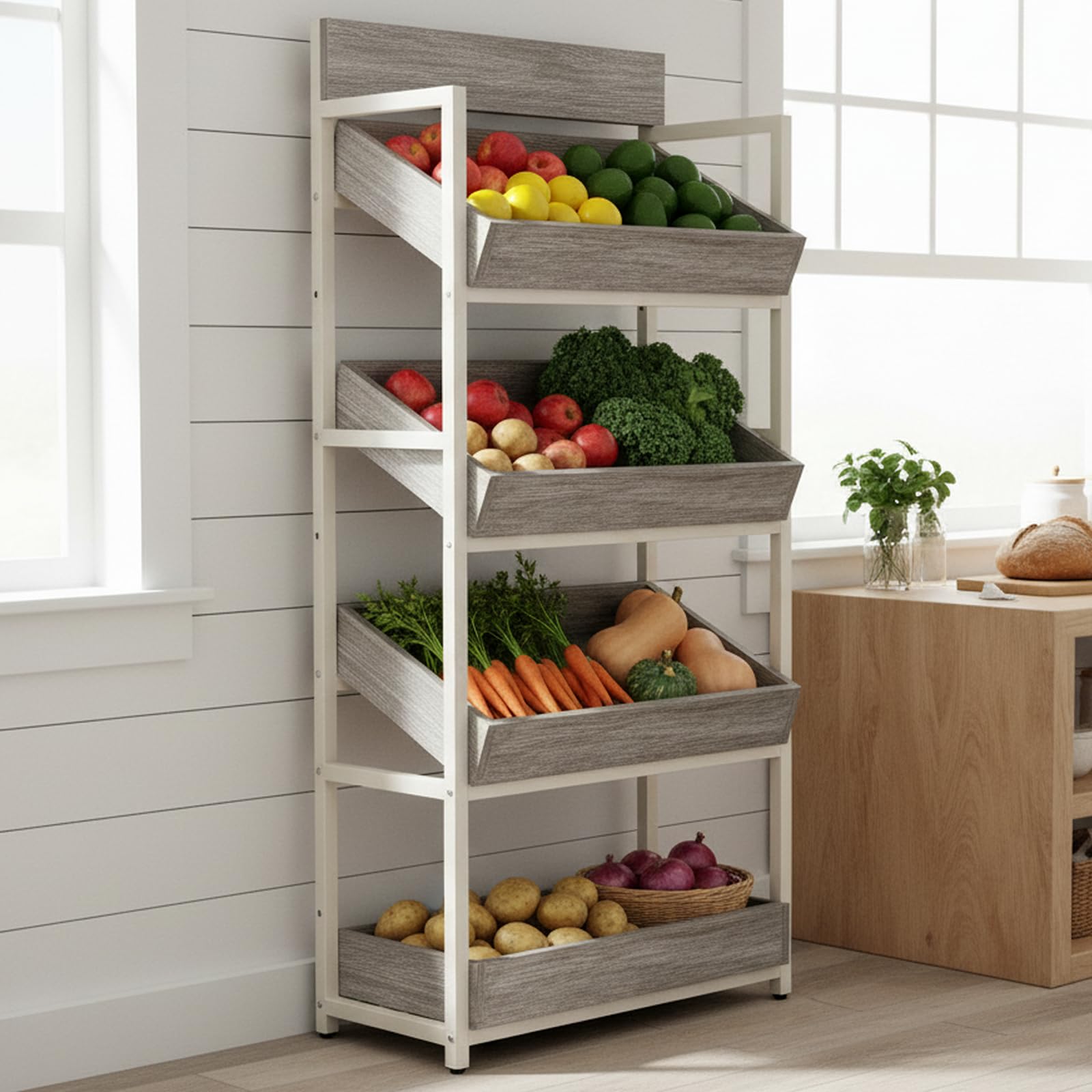 3-Tier Wood Fruit & Vegetable Storage Rack