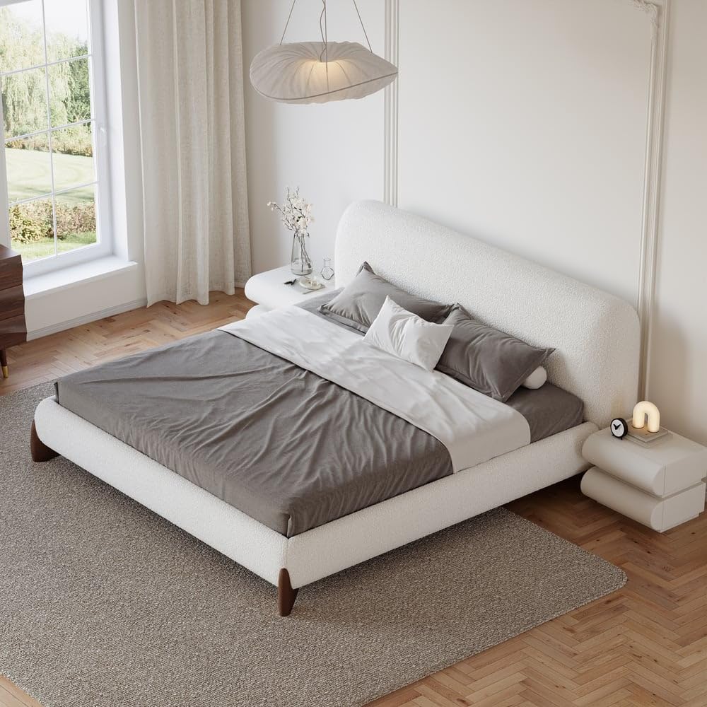 homary Upholstered Bed with 2 Nightstands