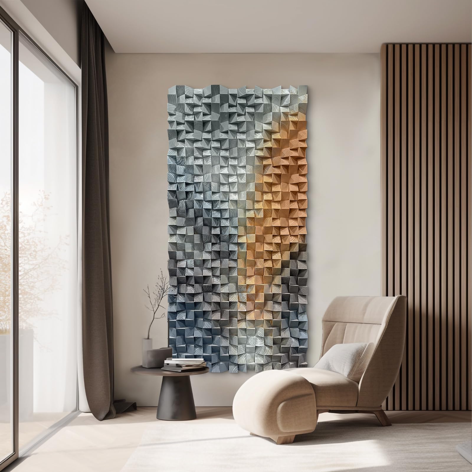 LIUZEYUE Wooden block symphony, modern minimalist wall decoration
