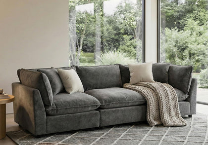 Modular Chenille Sectional Sofa with Deep Seats