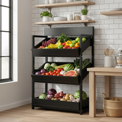 3-Tier Wood Fruit & Vegetable Storage Rack