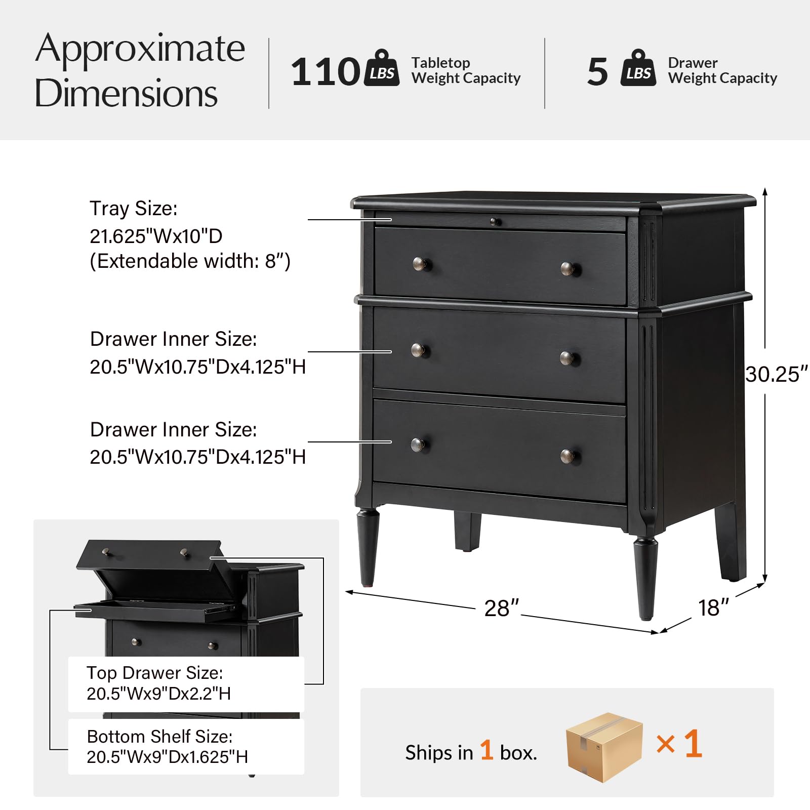 End Table with Charging Station & Hidden Drawer