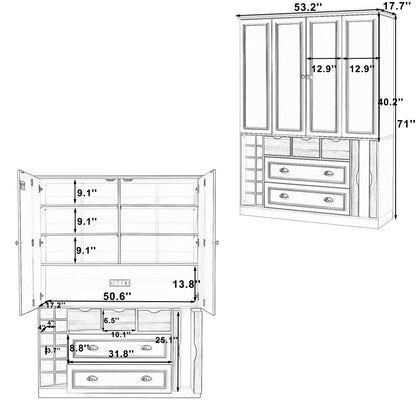 Farmhouse Pantry Cabinet with Pull-Out Trays & Drawers
