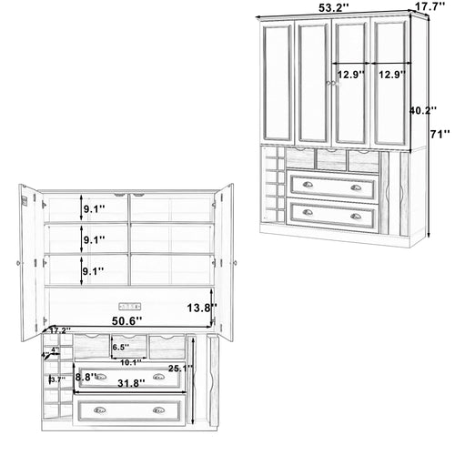 Farmhouse Pantry Cabinet with Pull-Out Trays & Drawers