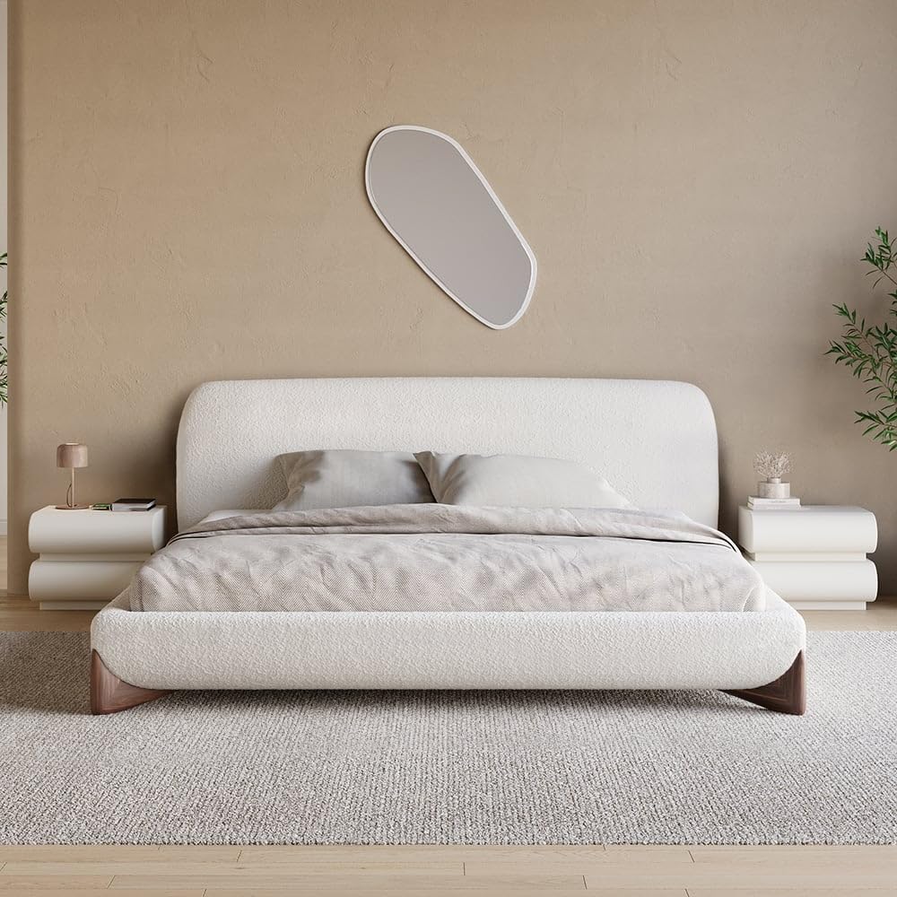 homary Upholstered Bed with 2 Nightstands