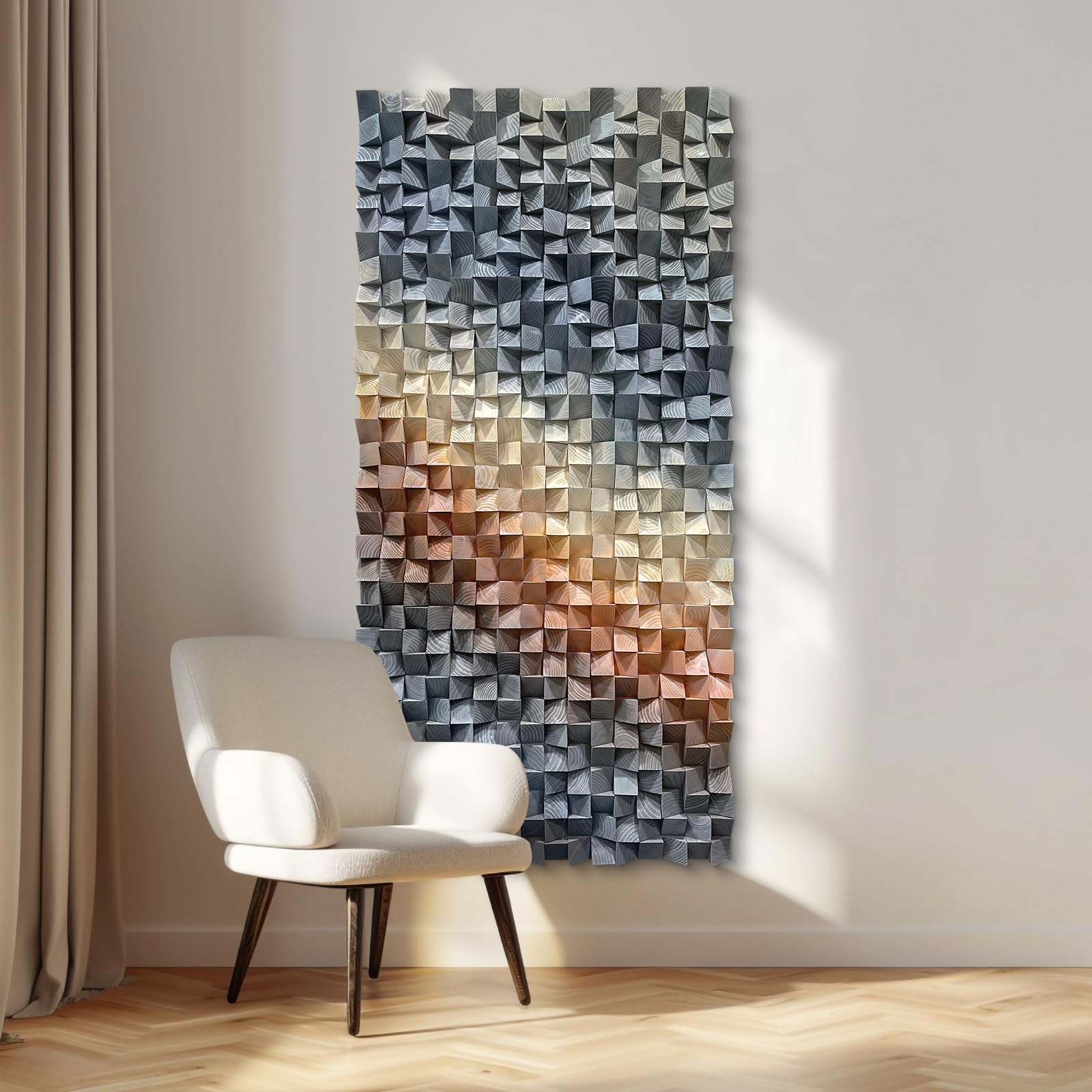 LIUZEYUE Wooden block symphony, modern minimalist wall decoration