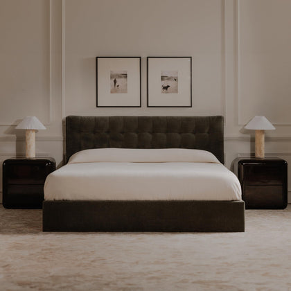 Upholstered Storage Bed with Tufted Headboard