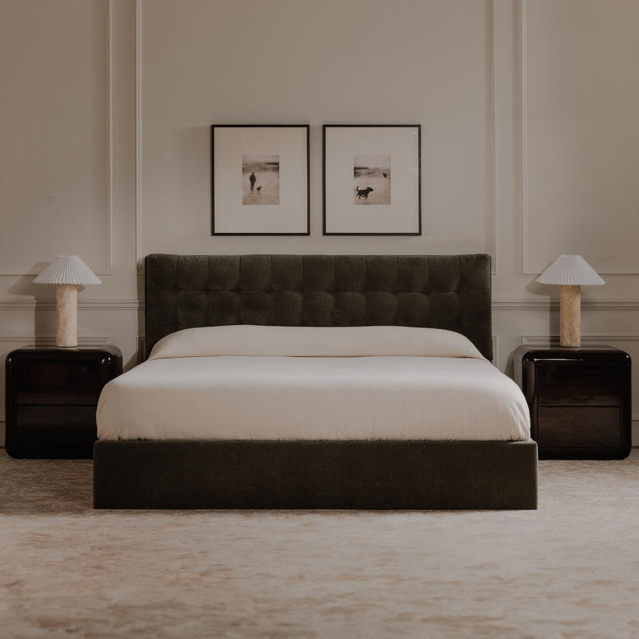 Upholstered Storage Bed with Tufted Headboard