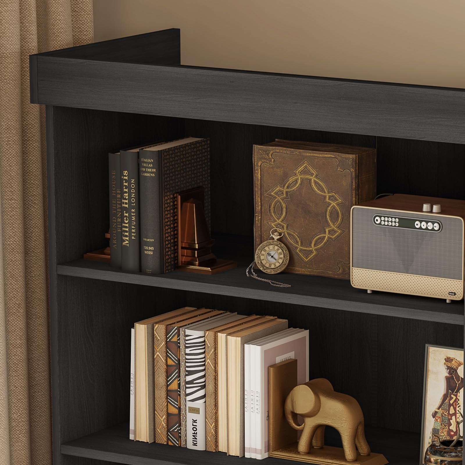 Vyre 70.8" Tall Farmhouse Bookshelf with Glass Doors-260513
