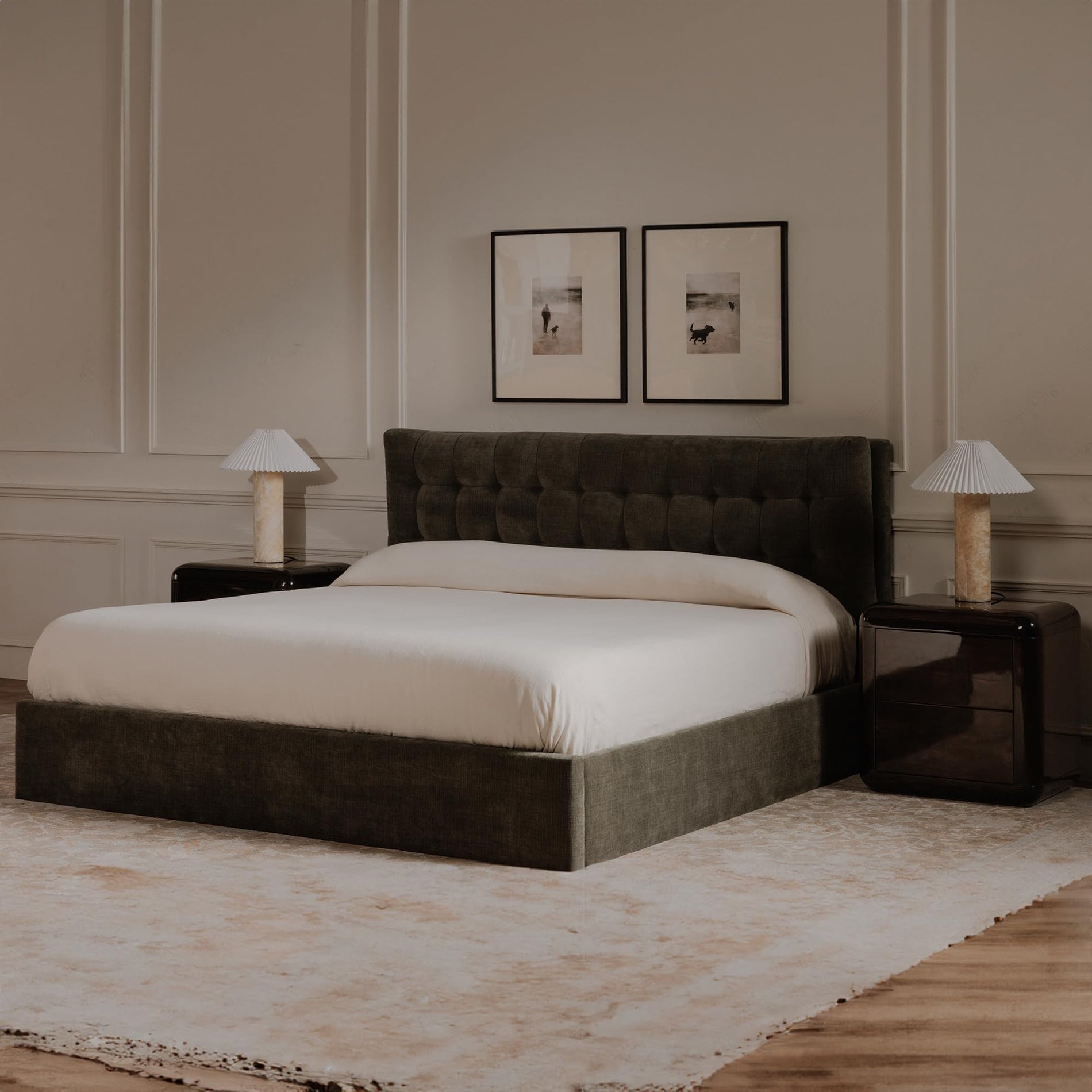 Upholstered Storage Bed with Tufted Headboard