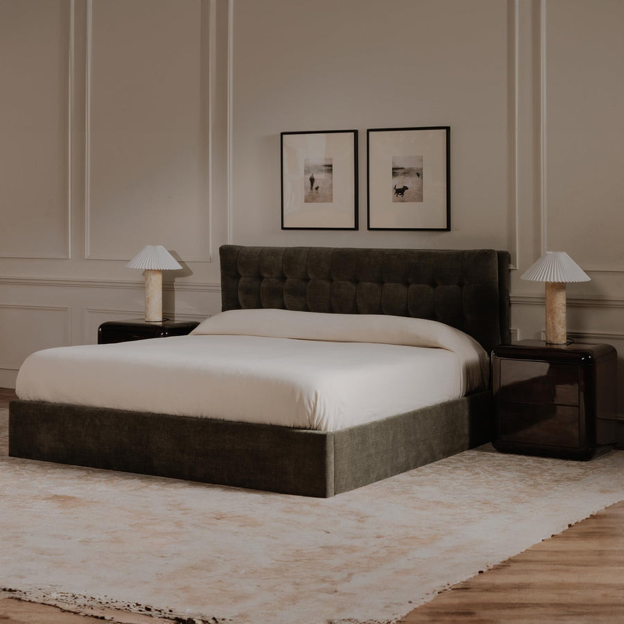 Upholstered Storage Bed with Tufted Headboard
