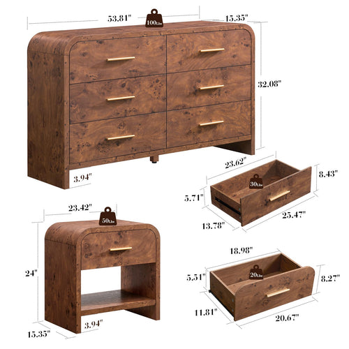 3-Piece Farmhouse Bedroom Set with Dresser & Nightstands