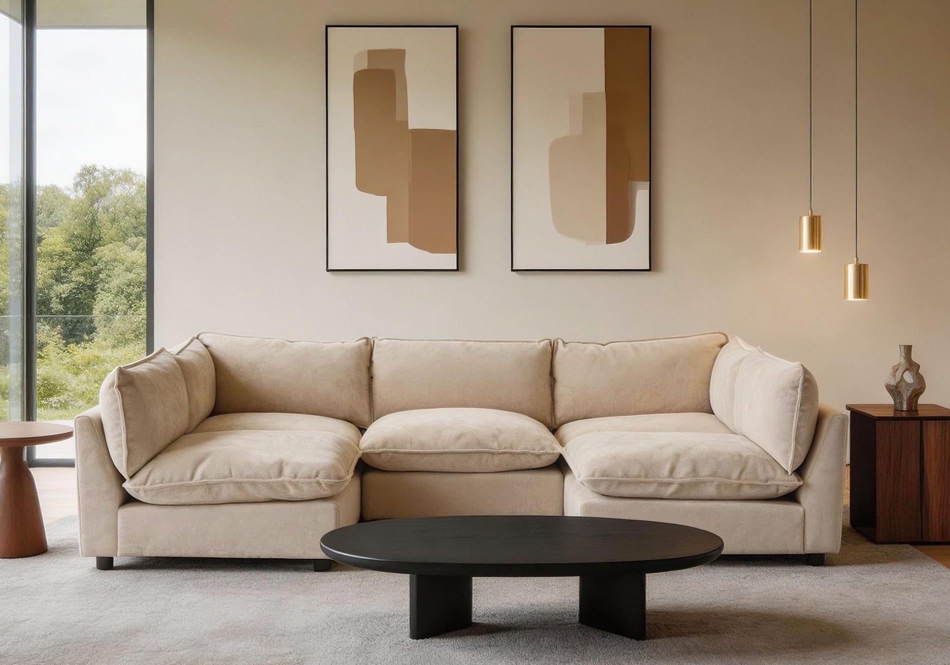 Modular Chenille Sectional Sofa with Deep Seats