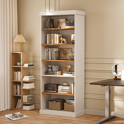 Vyre 70.8" Tall Farmhouse Bookshelf with Glass Doors-260513