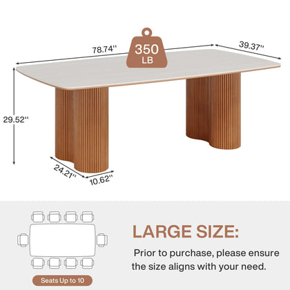 Sintered Stone Dining Table with Solid Wood Legs