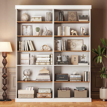 Vyre 70.8" Tall Farmhouse Bookshelf with Glass Doors-260513