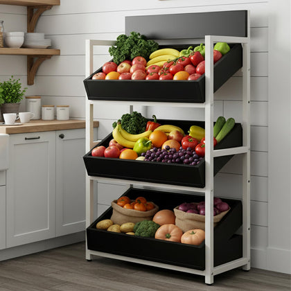 3-Tier Wood Fruit & Vegetable Storage Rack