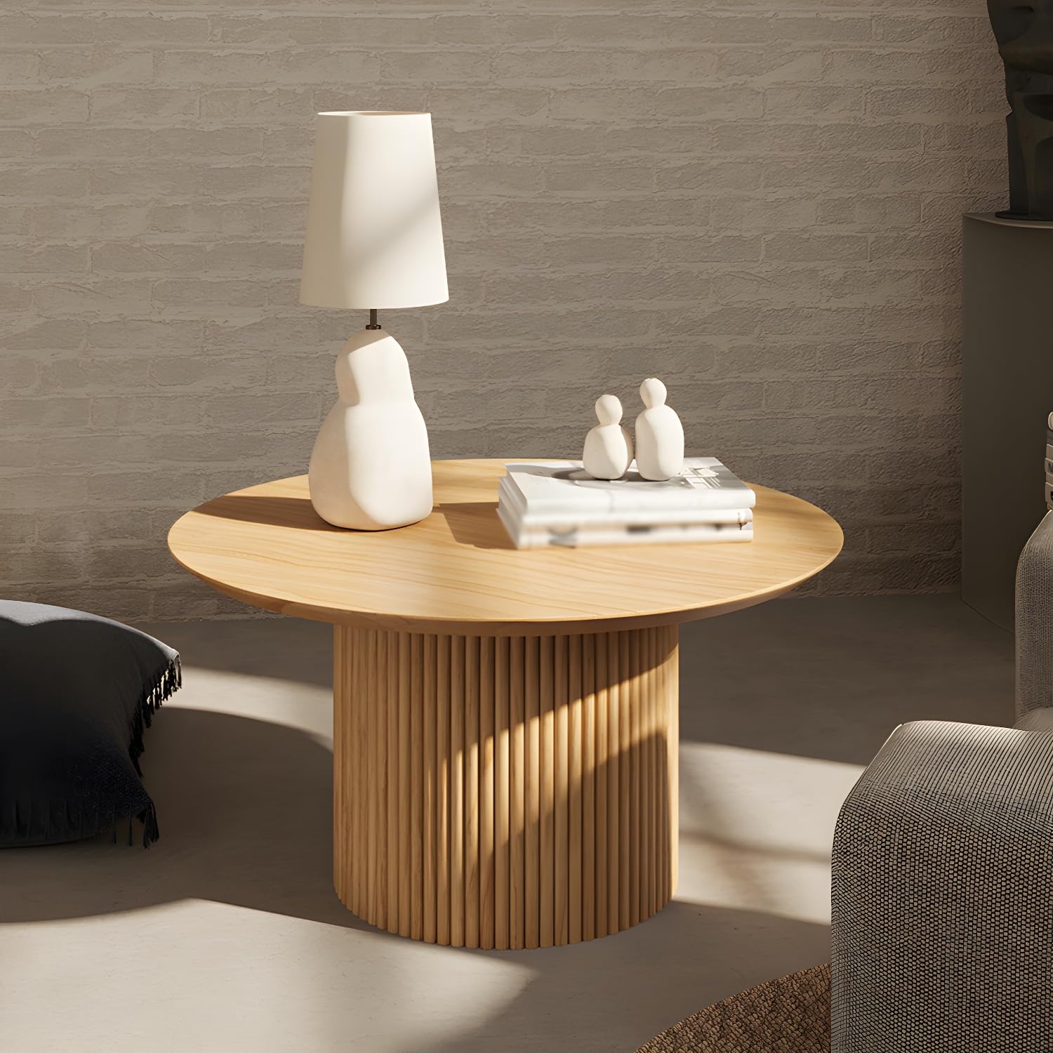 Modern Round Solid Wood Coffee Table
