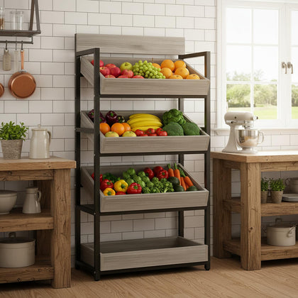 3-Tier Wood Fruit & Vegetable Storage Rack