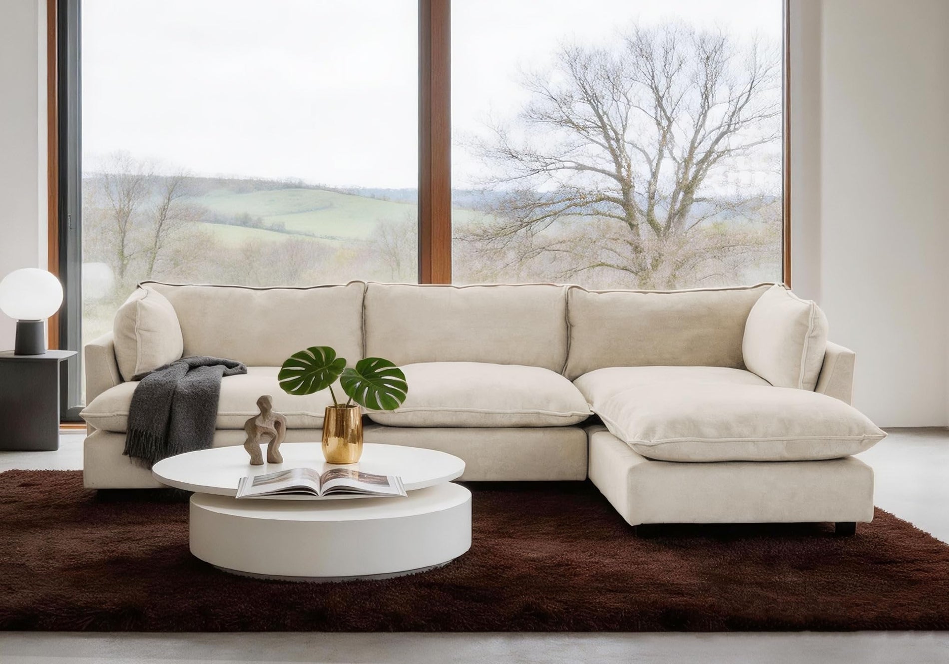 Modular Chenille Sectional Sofa with Deep Seats