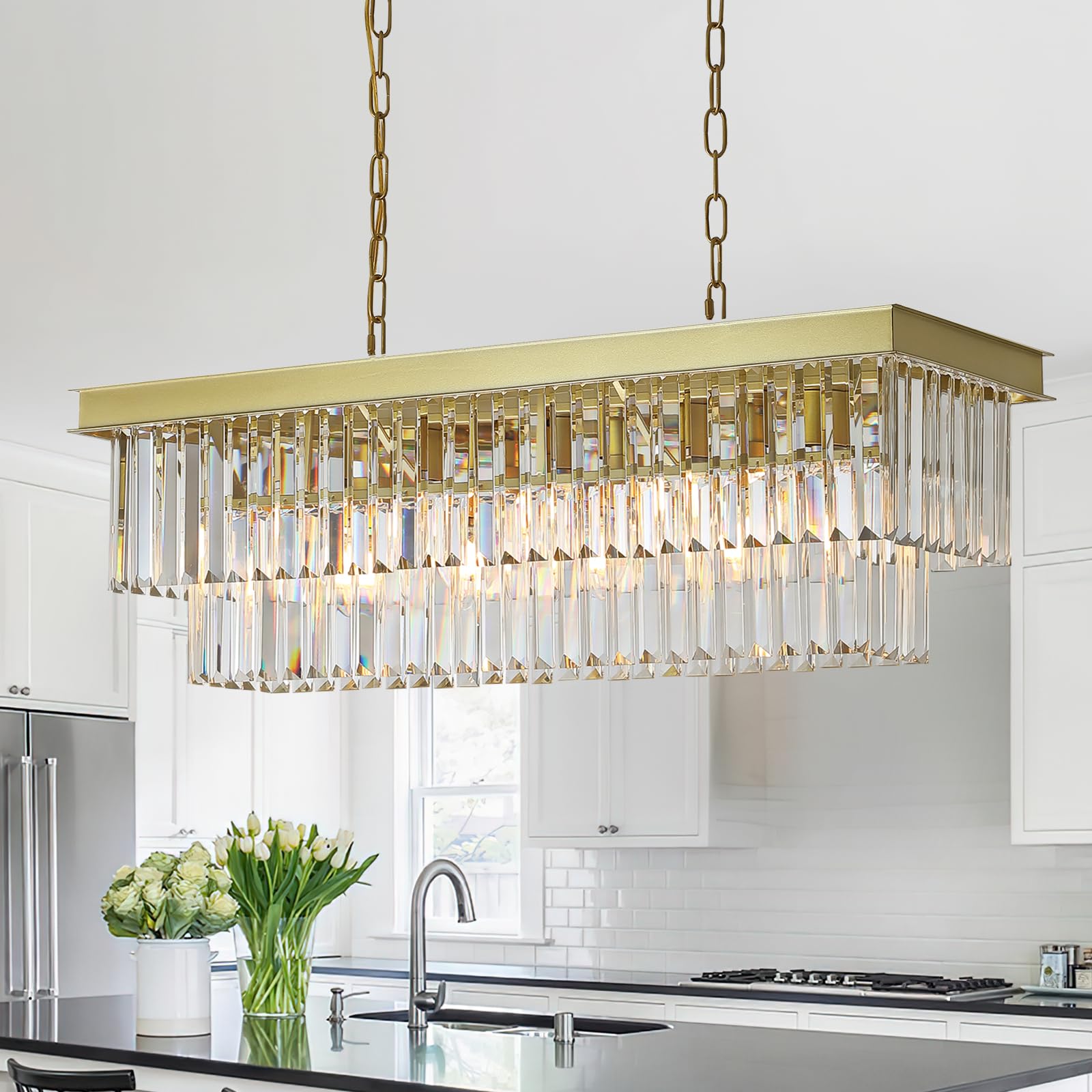A AXILIXI Large Crystal Chandeliers