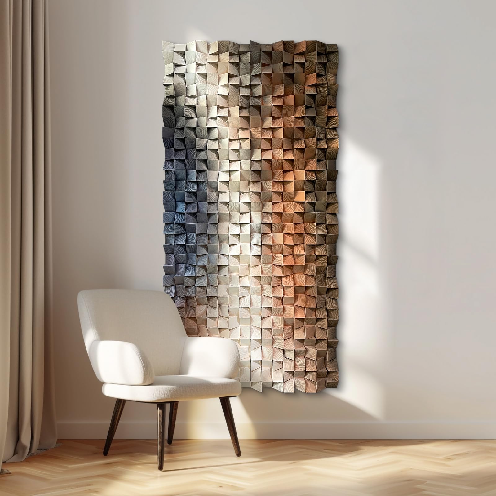 LIUZEYUE Wooden block symphony, modern minimalist wall decoration