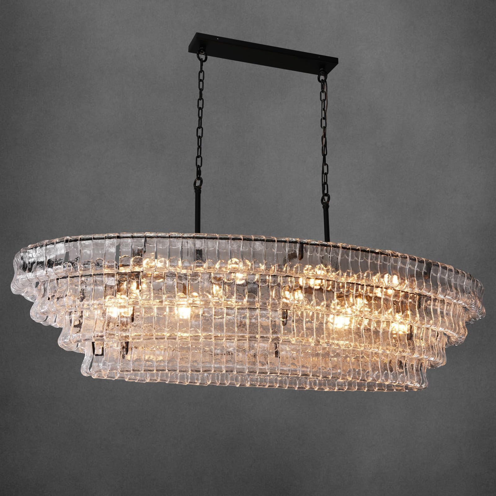 Large Rectangular Glass Chandelier