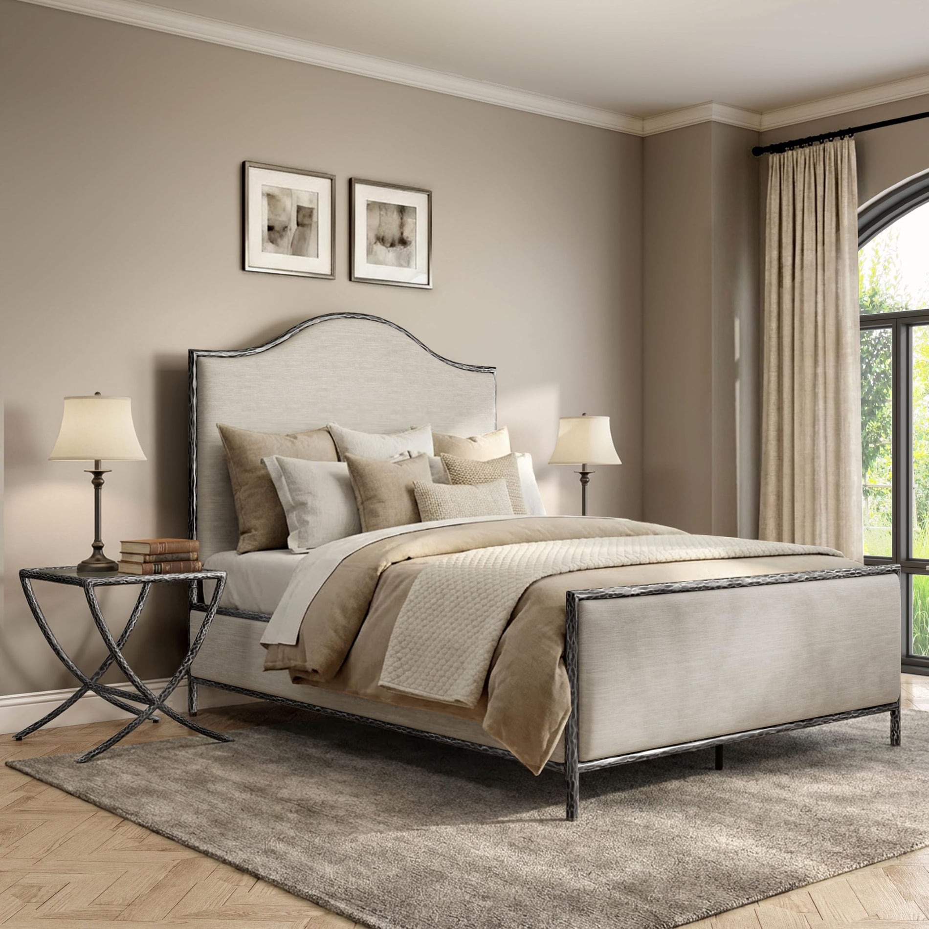 4-Piece Bedroom Set with Upholstered Bed, Bench & Nightstands