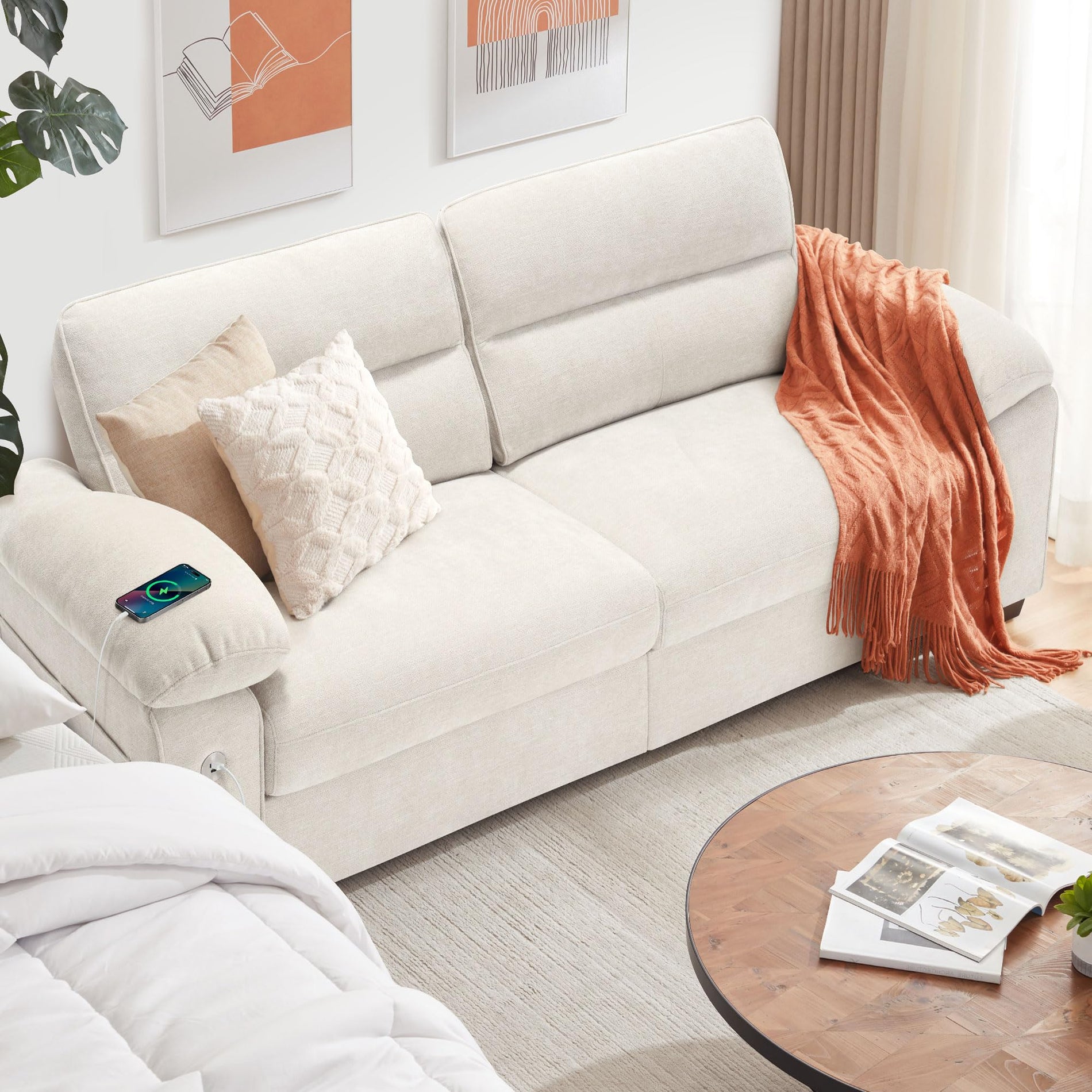 Ihanherry Modern Sofa Chenille Couch 2/3 Seats Loveseat