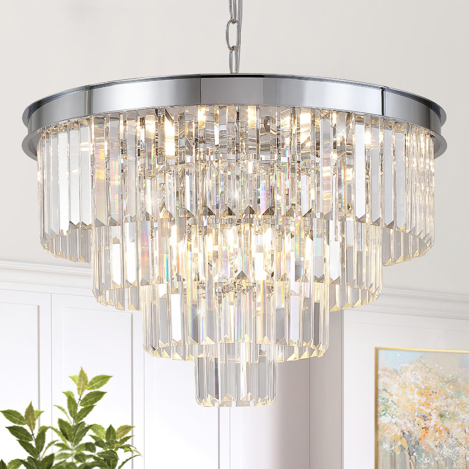 A AXILIXI Large Crystal Chandeliers