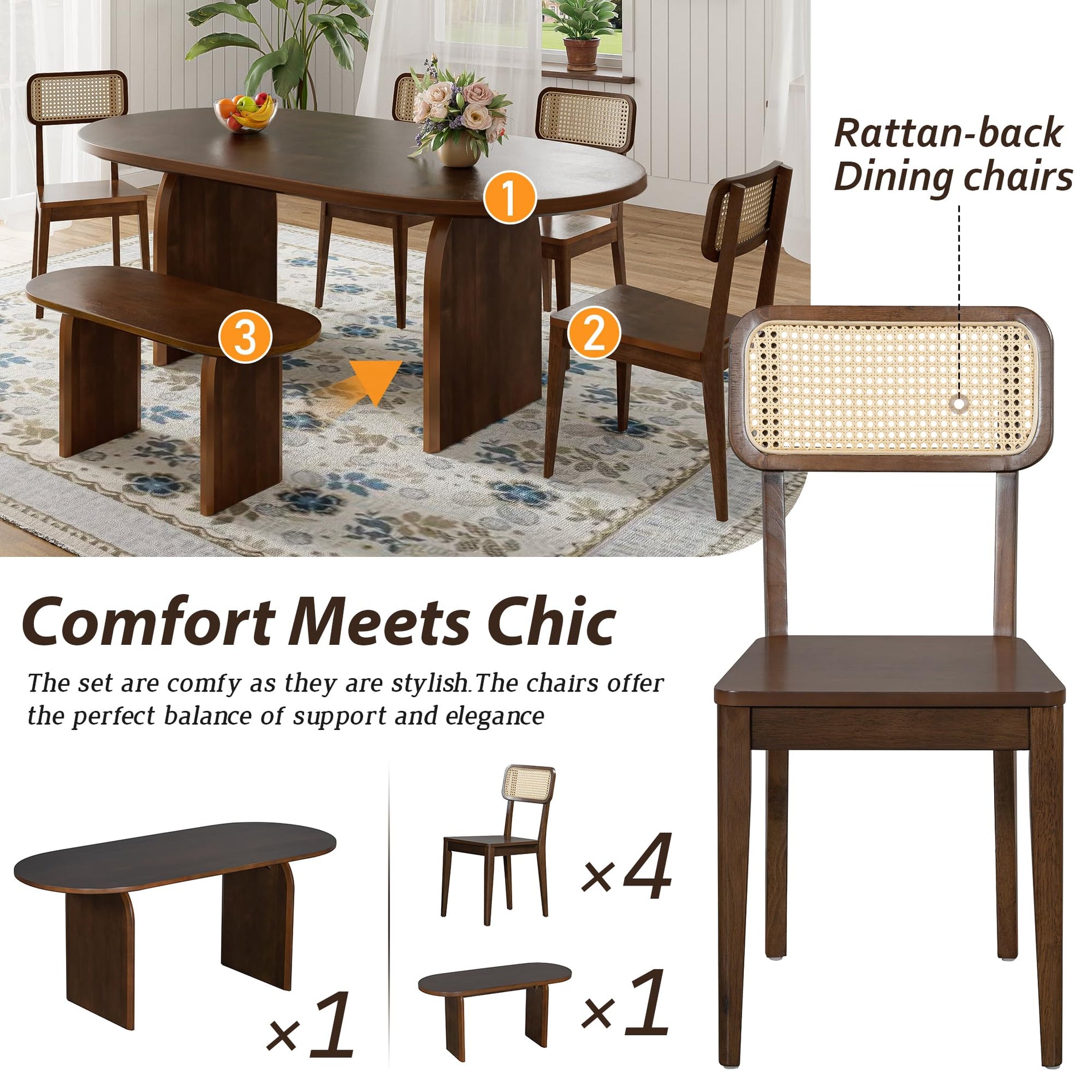 Merax 6 Pieces Modern Dining Set for 6