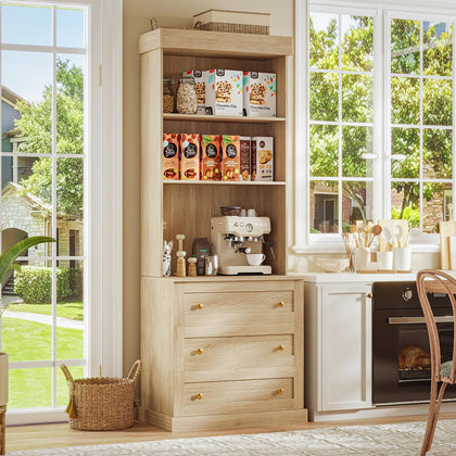 Farmhouse Pantry Cabinet with Glass Doors