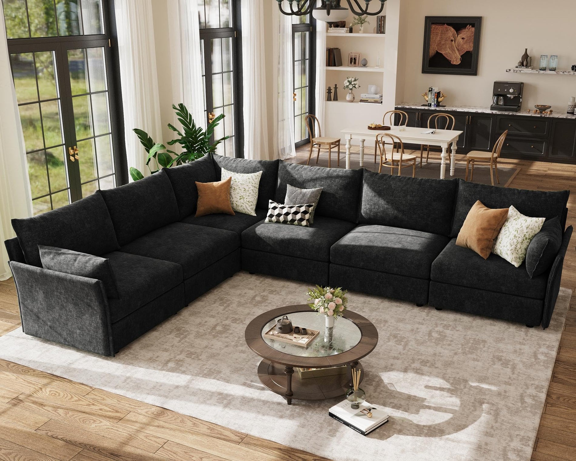 ABCASA Oversized Modular Sectional Sofa CouchSet