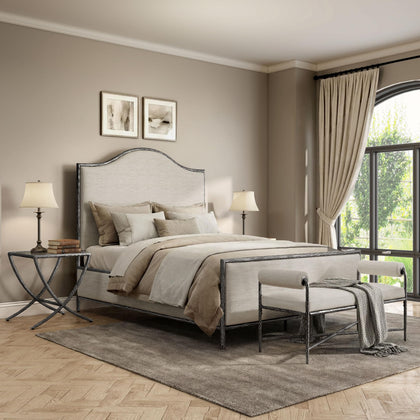 4-Piece Bedroom Set with Upholstered Bed, Bench & Nightstands