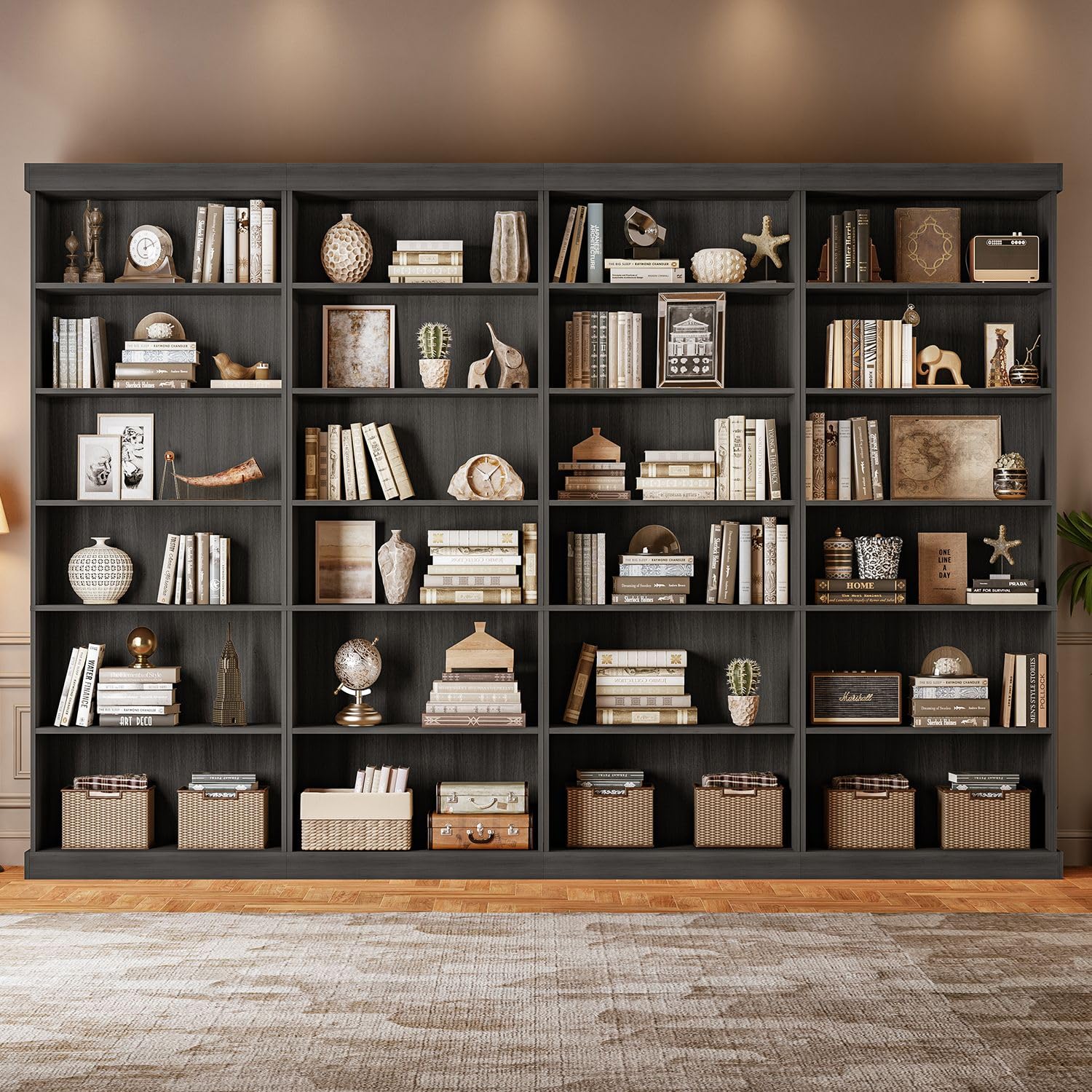 Vyre 70.8" Tall Farmhouse Bookshelf with Glass Doors-260513